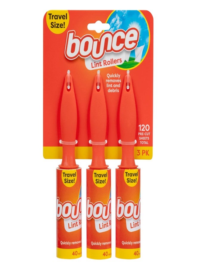 Bounce Travel Lint Rollers, 3 Pack, Quickly Removes Lint and Debris, 120 Pre-Cut Sheets Total - Image 1